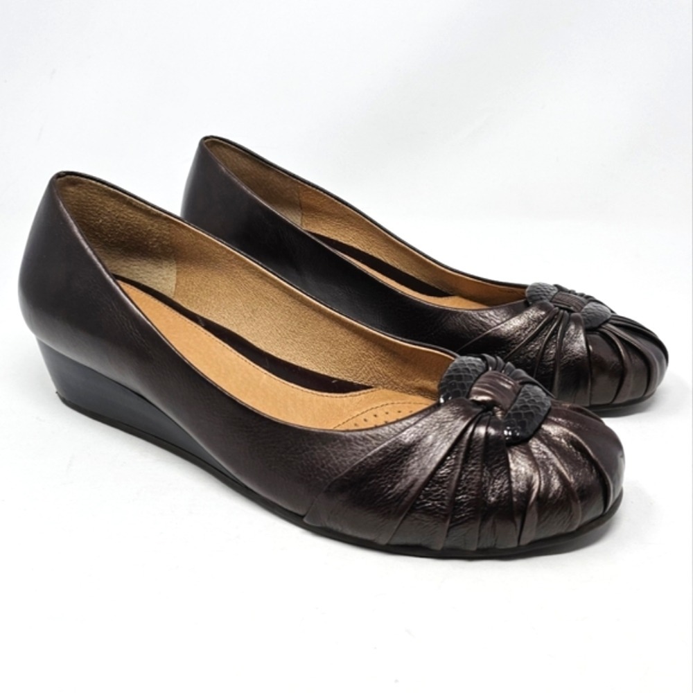 Nurture by Lamaze Serene Comfort Slip On‎ Shoes Size 9.5 Brown Low Wedge Heel